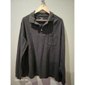 Men's brown long sleeve, 3 button, collared polo, szL